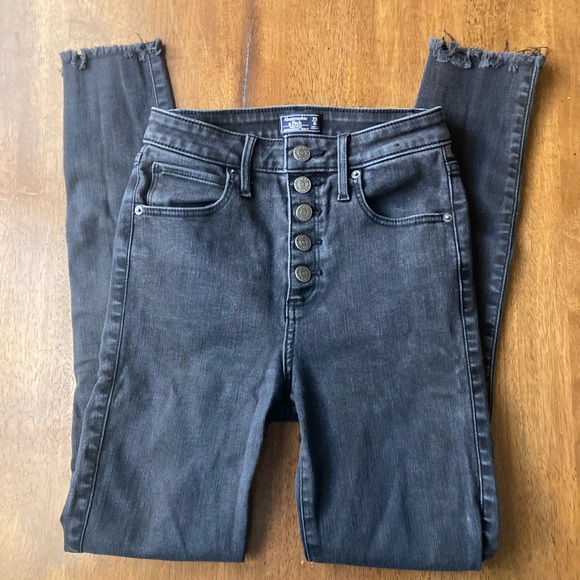 Abercrombie & Fitch Black High Rise Super Skinny Ankle Denim Size 25 - Picture 7 of 9